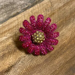 Rhinestone Adjustable Flower Ring